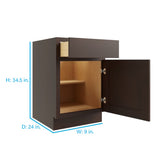RELIABILT Parkstone 9-in W x 34.5-in H x 24-in D Espresso 1-Drawer Base Fully Assembled Plywood Cabinet (Flat Panel Shaker Style)