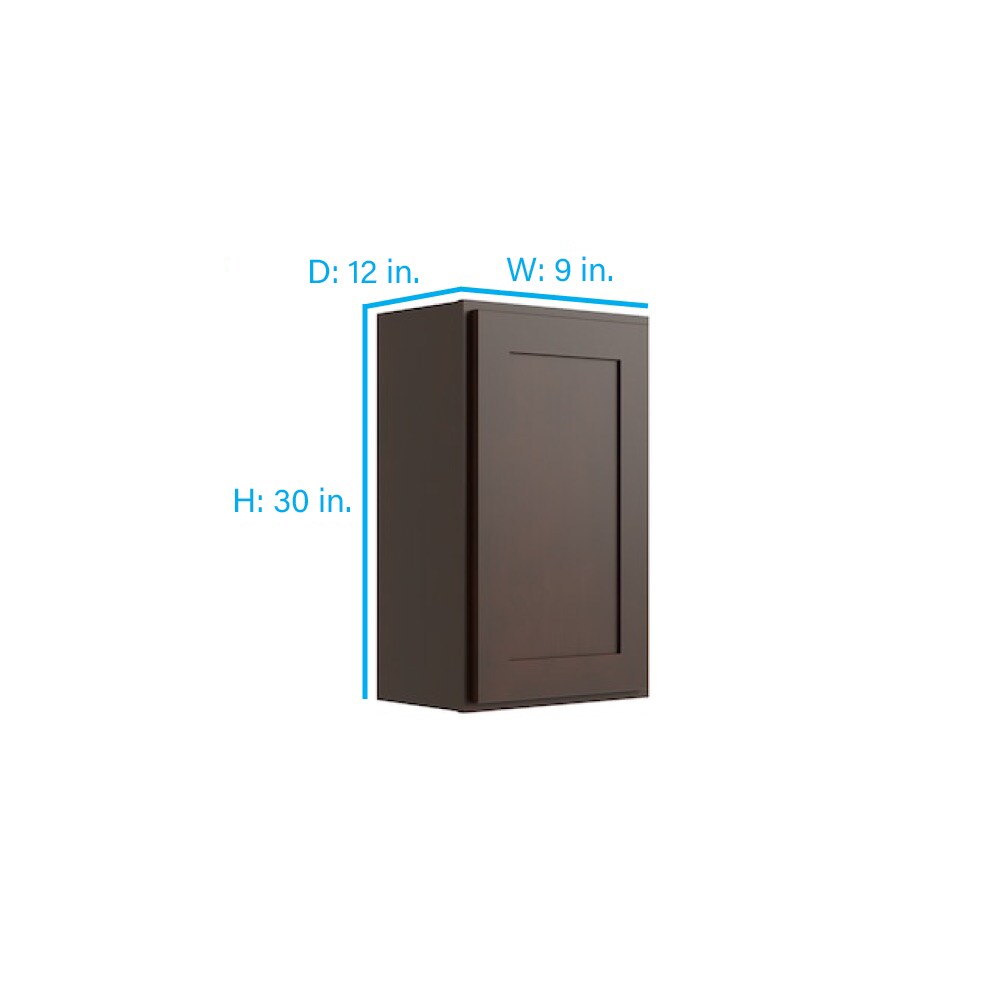RELIABILT Parkstone 9-in W x 30-in H x 12-in D Espresso Wall Fully Assembled Plywood Cabinet (Shaker Door Style)