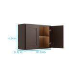 RELIABILT Parkstone 33-in W x 24-in H x 12-in D Espresso Wall Fully Assembled Plywood Cabinet (Shaker Door Style)