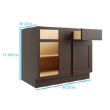 RELIABILT Parkstone 27-in W x 34.5-in H x 24-in D Espresso Blind 1-Drawer Base Fully Assembled Plywood Cabinet (Flat Panel Shaker Style)
