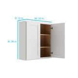 RELIABILT Parkstone 33-in W x 36-in H x 12-in D White Wall Fully Assembled Plywood Cabinet (Shaker Door Style)