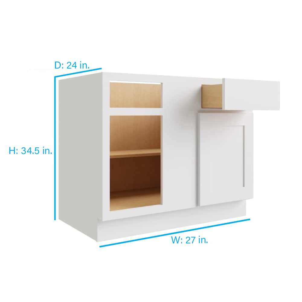 RELIABILT Parkstone 27-in W x 34.5-in H x 24-in D White Blind 1-Drawer Base Fully Assembled Plywood Cabinet (Flat Panel Shaker Style)