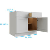 RELIABILT 36-in W x 34.5-in H x 24-in D Grey 2-Drawers Base Fully Assembled Plywood Cabinet (Flat Panel Shaker Style)