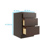 RELIABILT Parkstone 12-in W x 34.5-in H x 24-in D Espresso 3-Drawer Base Fully Assembled Plywood Cabinet (Flat Panel Style)
