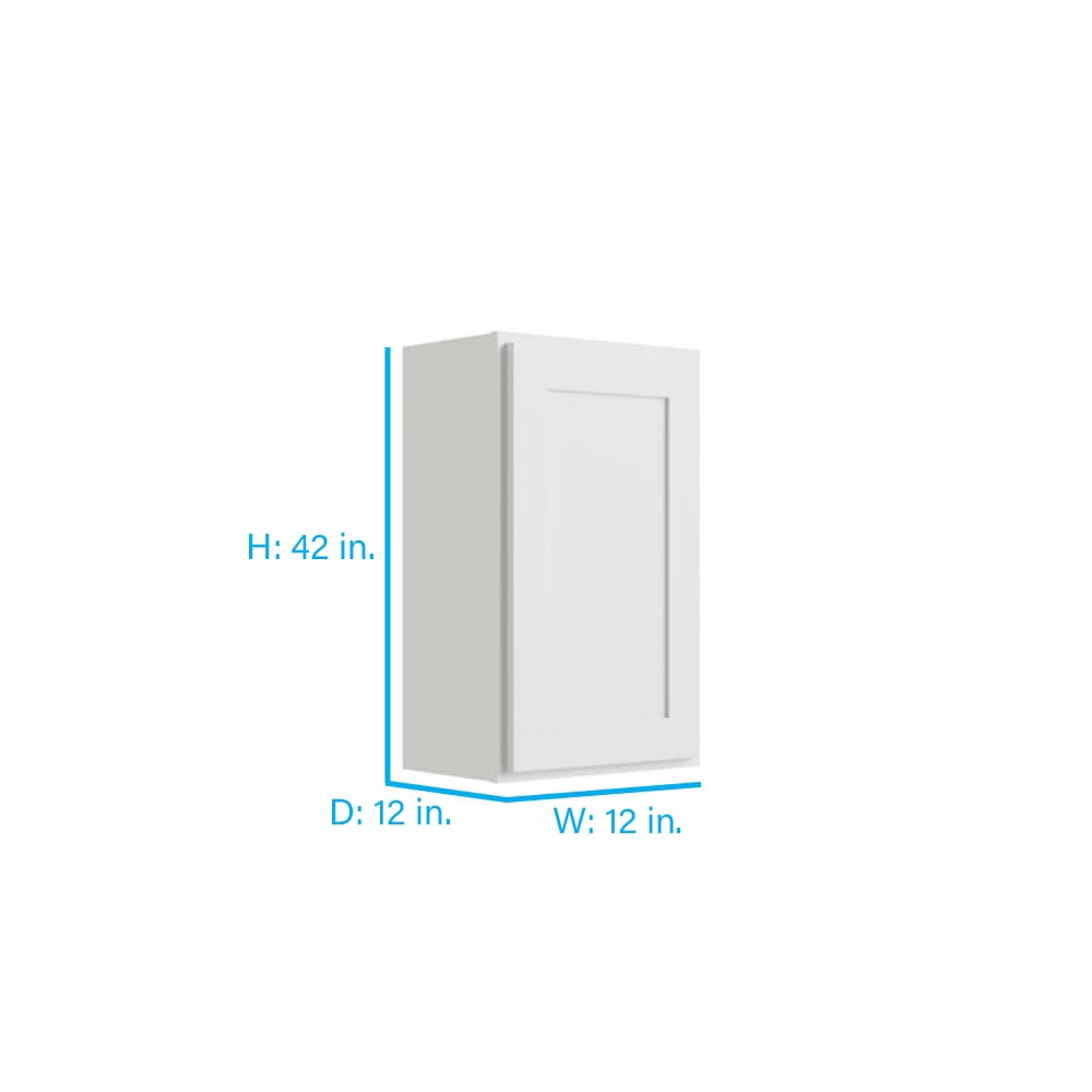 RELIABILT Parkstone 12-in W x 42-in H x 12-in D White Wall Fully Assembled Plywood Cabinet (Shaker Door Style)