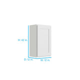 RELIABILT Parkstone 12-in W x 42-in H x 12-in D White Wall Fully Assembled Plywood Cabinet (Shaker Door Style)