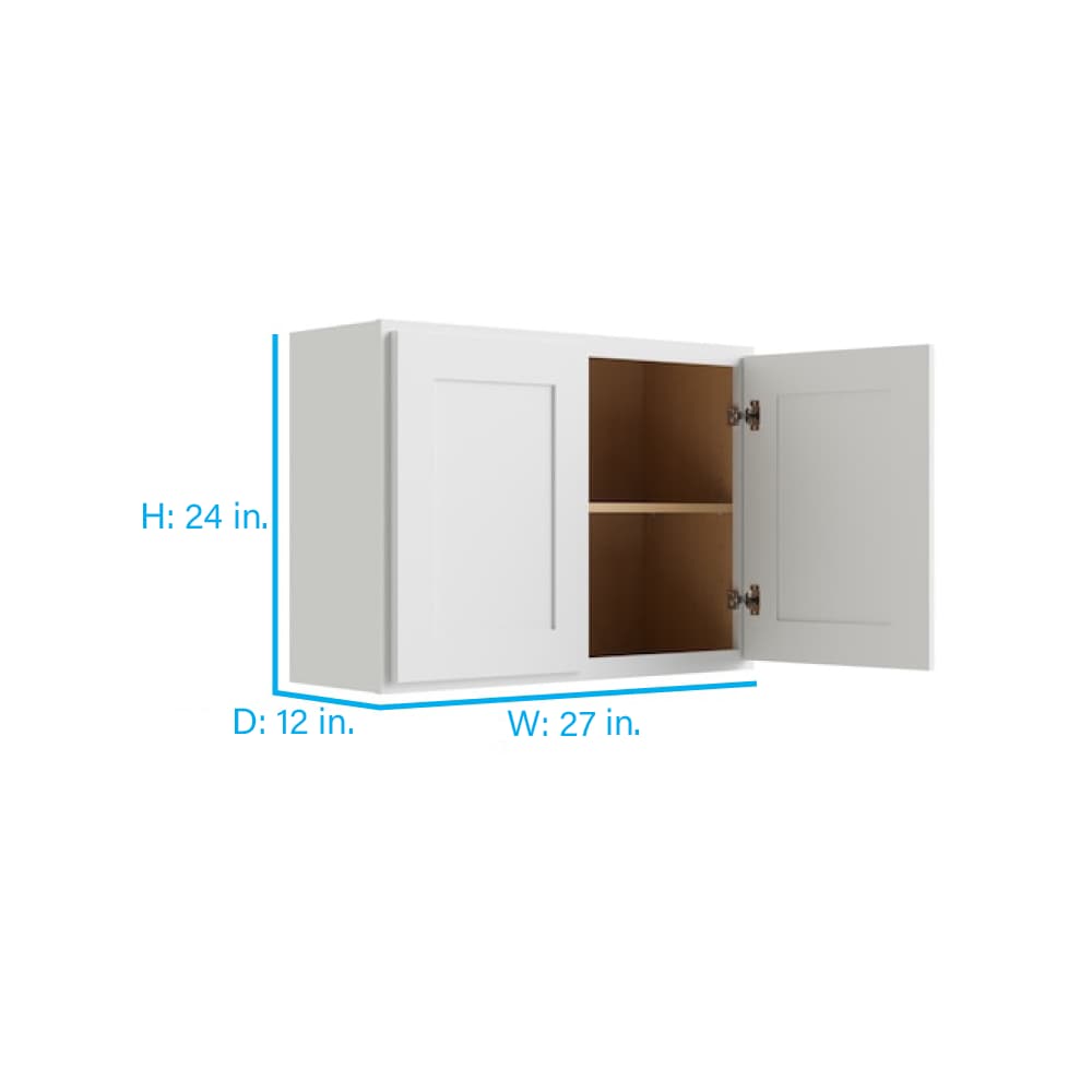RELIABILT Parkstone 27-in W x 24-in H x 12-in D White Wall Fully Assembled Plywood Cabinet (Shaker Door Style)