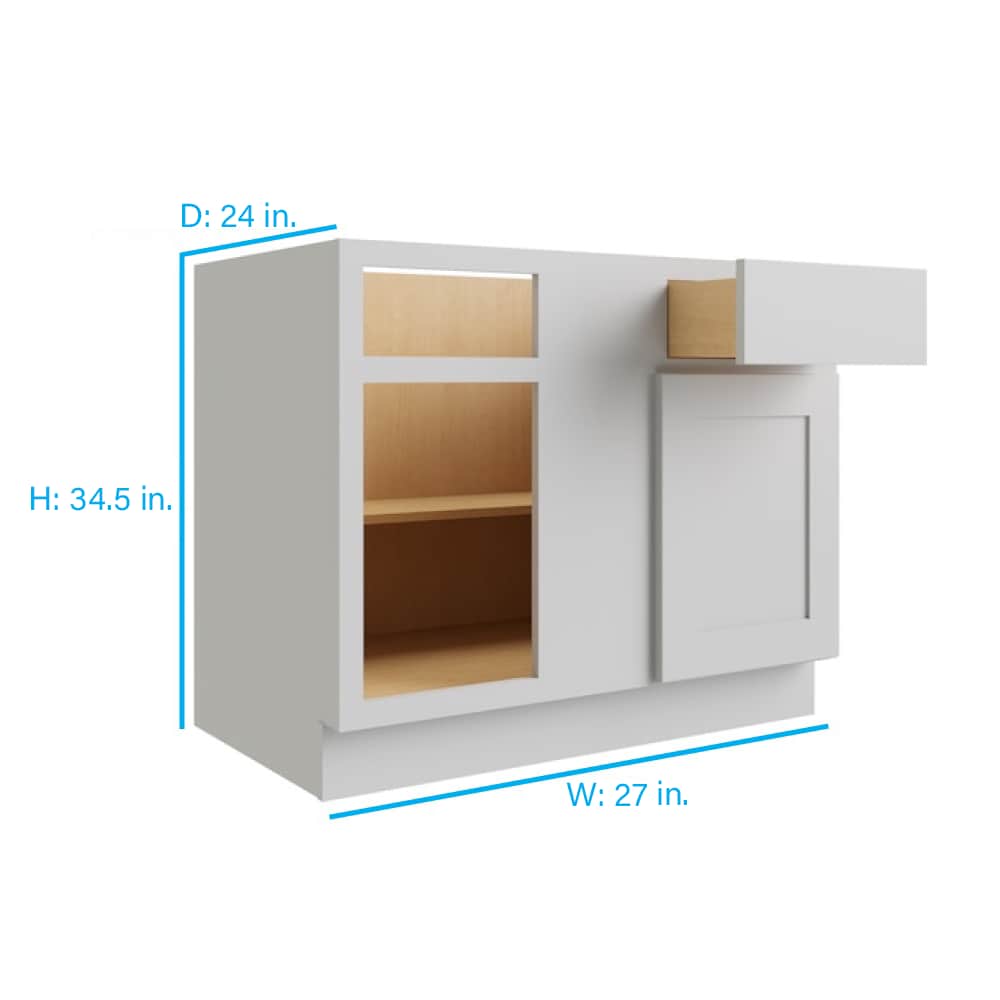 RELIABILT Parkstone 27-in W x 34.5-in H x 24-in D Grey Blind 1-Drawer Base Fully Assembled Plywood Cabinet (Flat Panel Shaker Style)