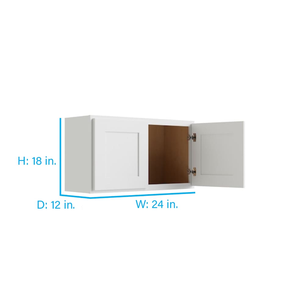RELIABILT Parkstone 24-in W x 18-in H x 12-in D White Wall Fully Assembled Plywood Cabinet (Shaker Door Style)