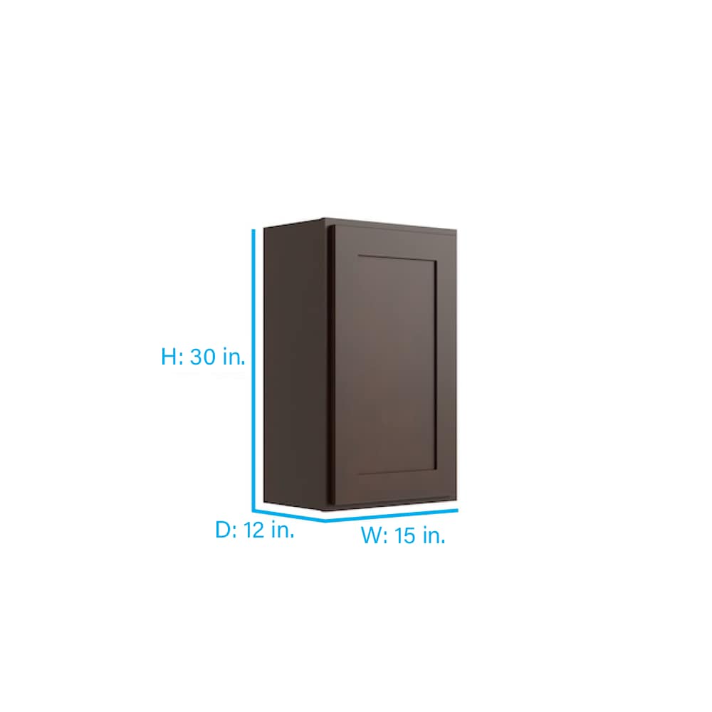 RELIABILT Parkstone 15-in W x 30-in H x 12-in D Espresso Wall Fully Assembled Plywood Cabinet (Shaker Door Style)