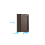 RELIABILT Parkstone 15-in W x 30-in H x 12-in D Espresso Wall Fully Assembled Plywood Cabinet (Shaker Door Style)