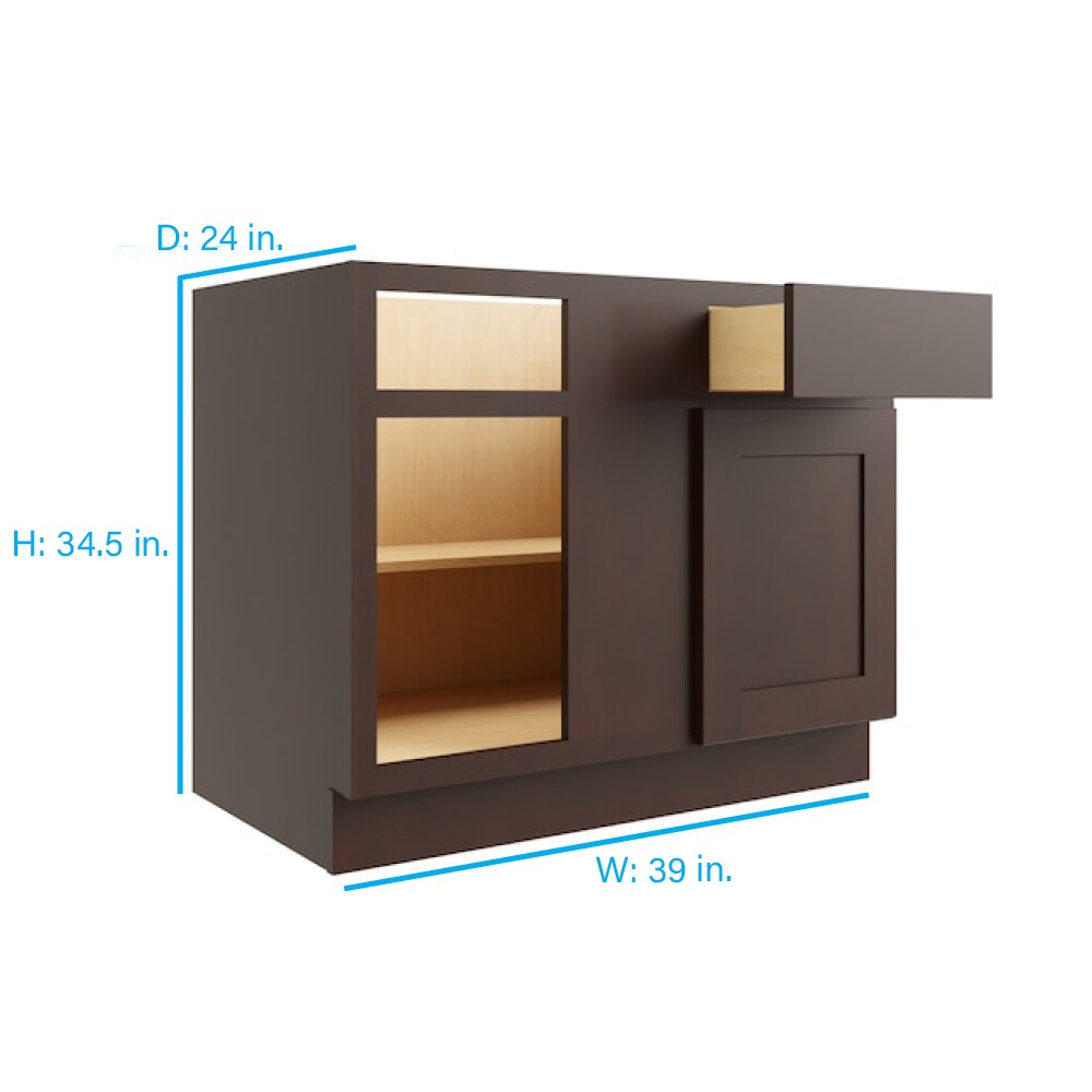 RELIABILT Parkstone 39-in W x 34.5-in H x 24-in D Espresso Blind 1-Drawer Base Fully Assembled Plywood Cabinet (Flat Panel Shaker Style)