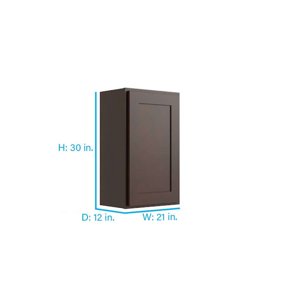 RELIABILT Parkstone 21-in W x 30-in H x 12-in D Espresso Wall Fully Assembled Plywood Cabinet (Shaker Door Style)