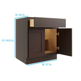 RELIABILT Parkstone 27-in W x 34.5-in H x 24-in D Espresso 1-Drawer Base Fully Assembled Plywood Cabinet (Flat Panel Shaker Style)