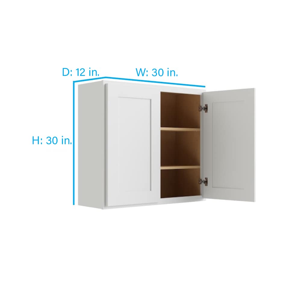 RELIABILT Parkstone 30-in W x 30-in H x 12-in D White Wall Fully Assembled Plywood Cabinet (Shaker Door Style)