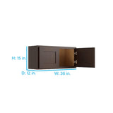 RELIABILT Parkstone 36-in W x 15-in H x 12-in D Espresso Wall Fully Assembled Plywood Cabinet (Shaker Door Style)