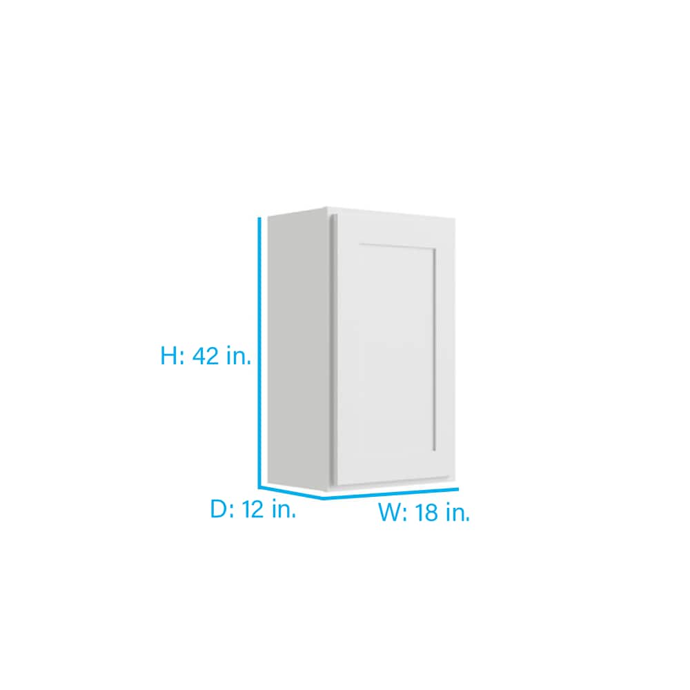 RELIABILT Parkstone 18-in W x 42-in H x 12-in D White Wall Fully Assembled Plywood Cabinet (Shaker Door Style)