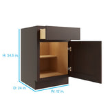 RELIABILT Parkstone 12-in W x 34.5-in H x 24-in D Espresso 1-Drawer Base Fully Assembled Plywood Cabinet (Flat Panel Shaker Style)