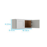 RELIABILT Parkstone 36-in W x 12-in H x 12-in D Grey Wall Fully Assembled Plywood Cabinet (Shaker Door Style)