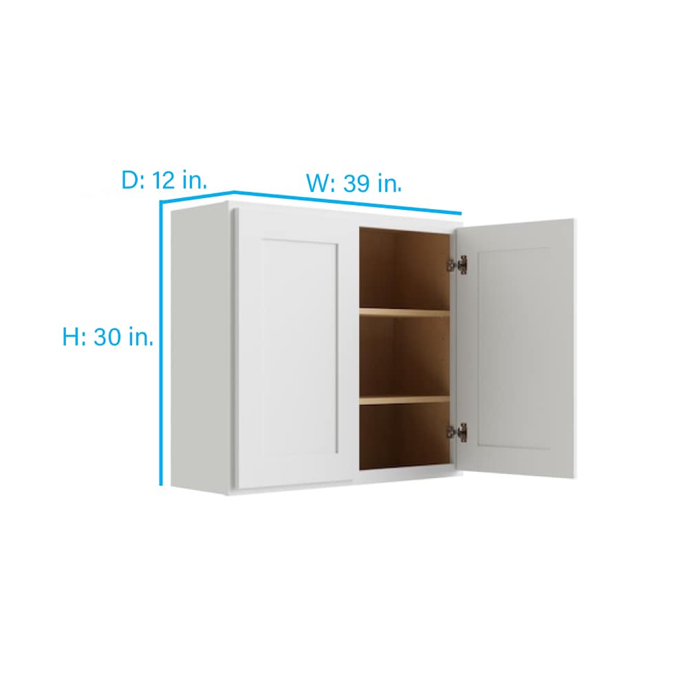 RELIABILT Parkstone 39-in W x 30-in H x 12-in D White Wall Fully Assembled Plywood Cabinet (Shaker Door Style)