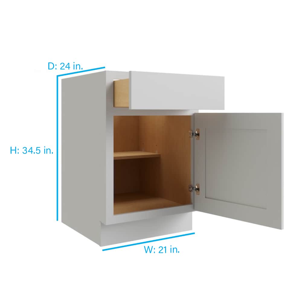 RELIABILT Parkstone 21-in W x 34.5-in H x 24-in D Grey 1-Drawer Base Fully Assembled Plywood Cabinet (Flat Panel Shaker Style)