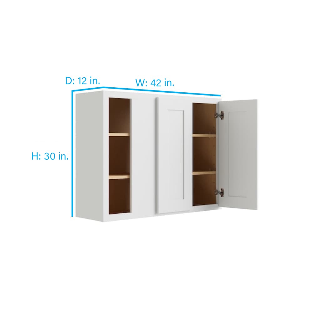 RELIABILT Parkstone 42-in W x 30-in H x 12-in D White Blind Wall Fully Assembled Plywood Cabinet (Shaker Door Style)