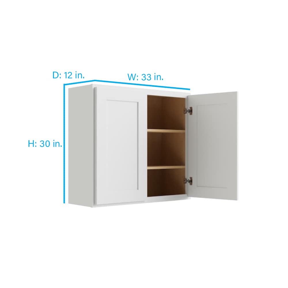 RELIABILT Parkstone 33-in W x 30-in H x 12-in D White Wall Fully Assembled Plywood Cabinet (Shaker Door Style)