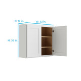 RELIABILT Parkstone 33-in W x 30-in H x 12-in D White Wall Fully Assembled Plywood Cabinet (Shaker Door Style)