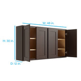 RELIABILT Parkstone 48-in W x 30-in H x 12-in D Espresso Wall Fully Assembled Plywood Cabinet (Shaker Door Style)