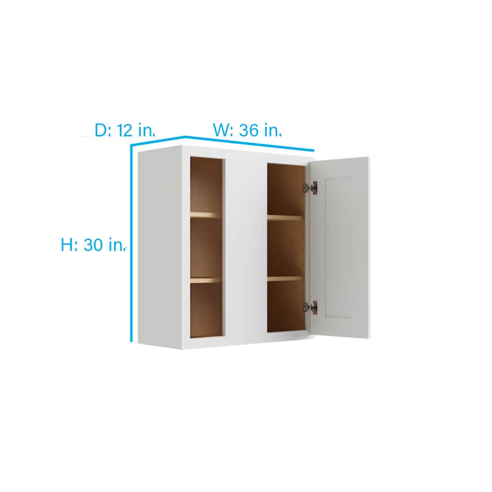RELIABILT Parkstone 36-in W x 30-in H x 12-in D White Blind Wall Fully Assembled Plywood Cabinet (Shaker Door Style)
