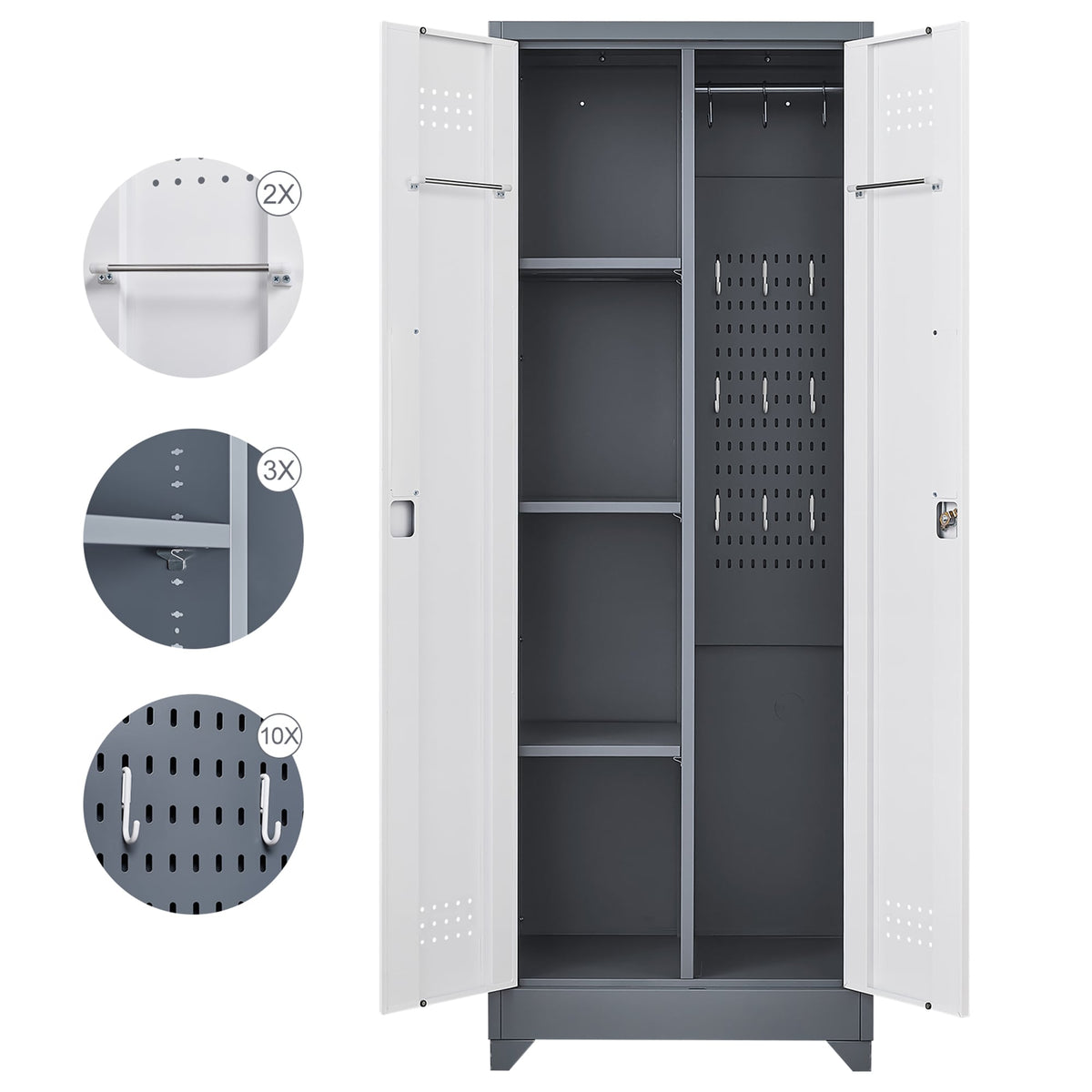 SINOFURN White 3-Shelf Office Cabinet
