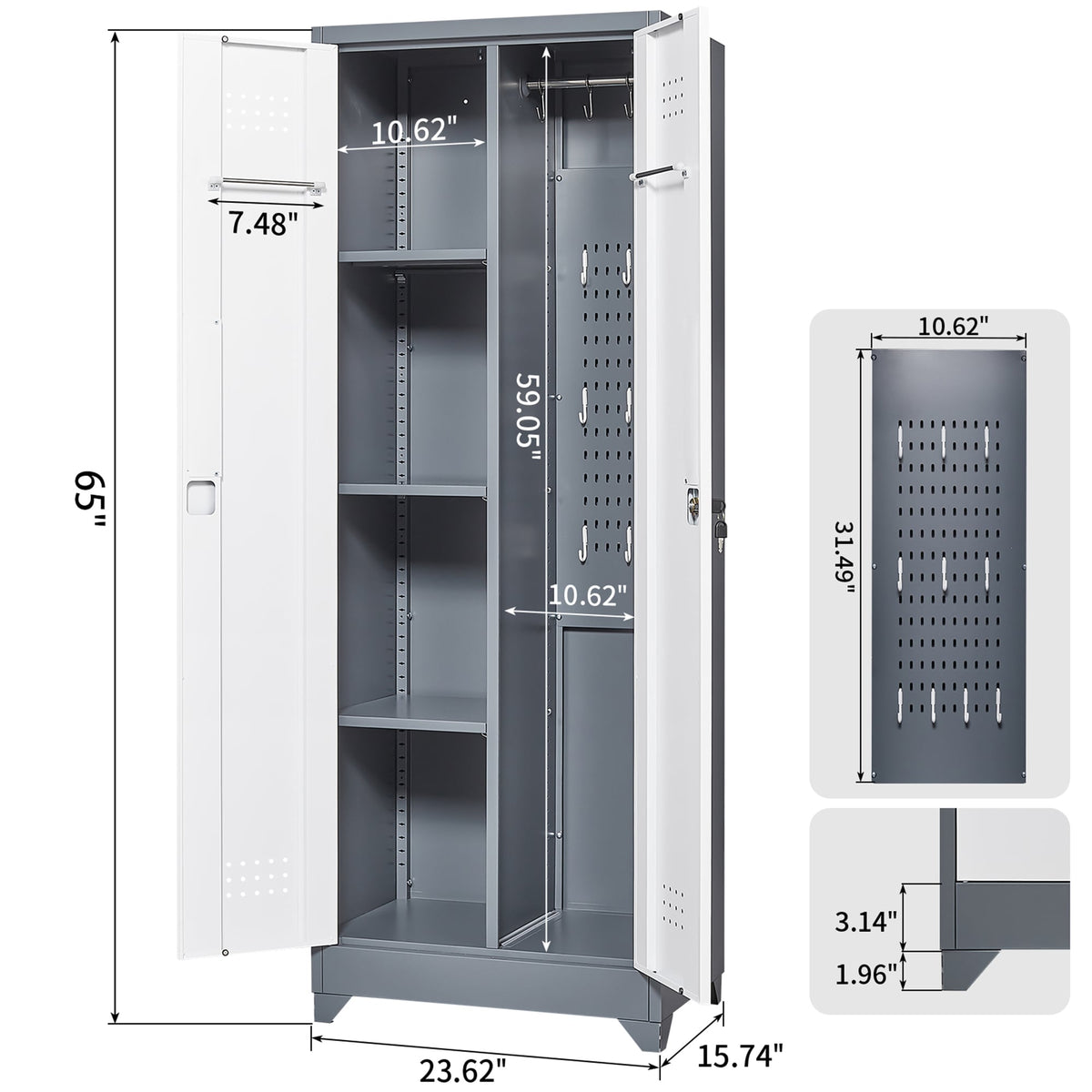 SINOFURN White 3-Shelf Office Cabinet