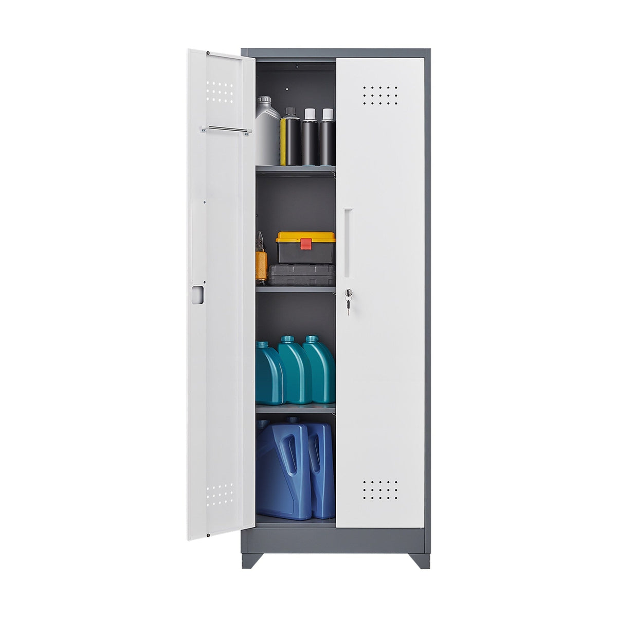 SINOFURN White 3-Shelf Office Cabinet