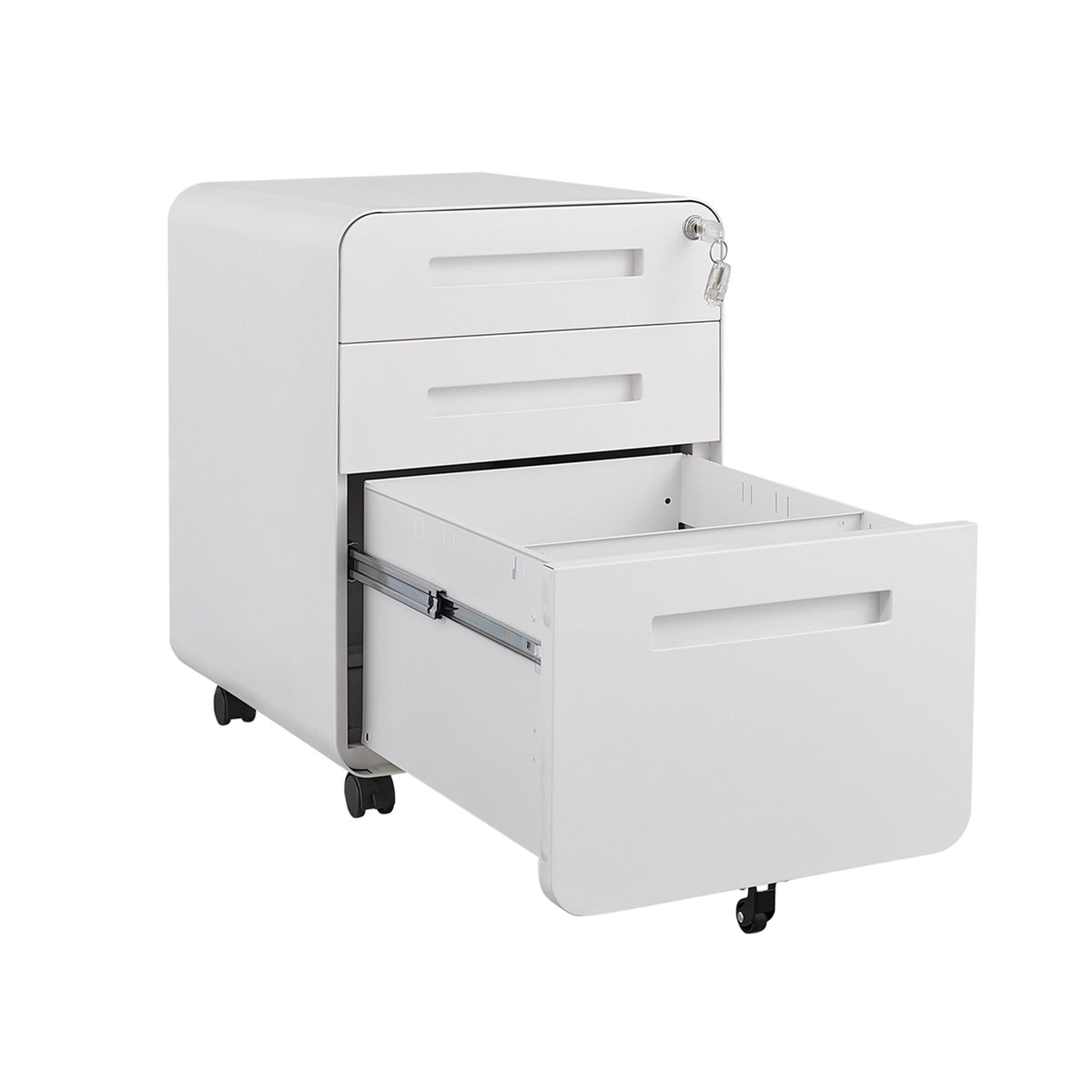 SINOFURN White 3-Drawer 15.8-in File Cabinet