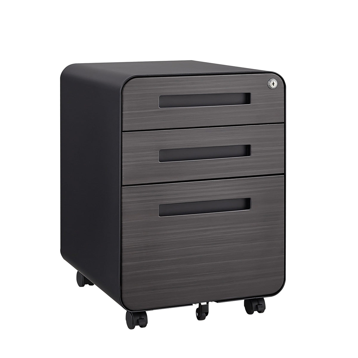 SINOFURN Black 3-Drawer 15.8-in File Cabinet
