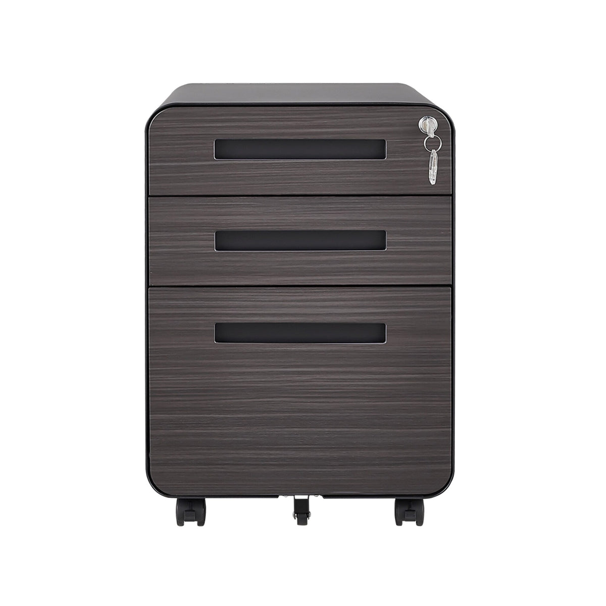 SINOFURN Black 3-Drawer 15.8-in File Cabinet