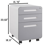 SINOFURN White+Gray 3-Drawer 15.8-in File Cabinet