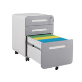 SINOFURN White+Gray 3-Drawer 15.8-in File Cabinet