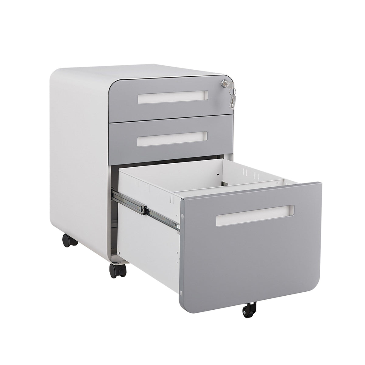 SINOFURN White+Gray 3-Drawer 15.8-in File Cabinet