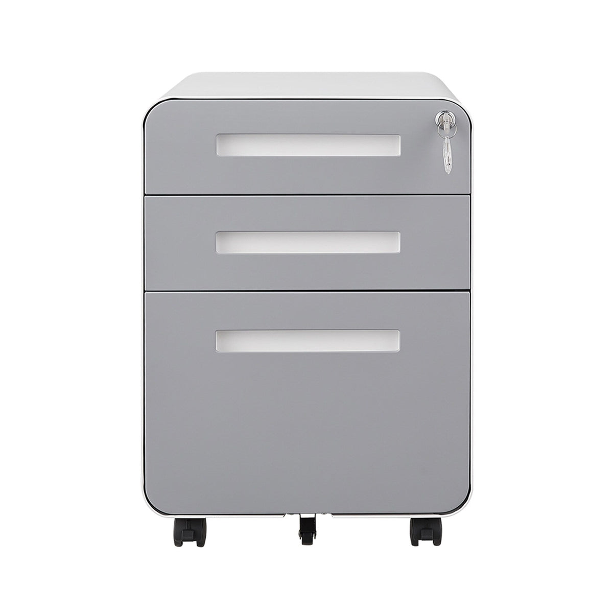SINOFURN White+Gray 3-Drawer 15.8-in File Cabinet