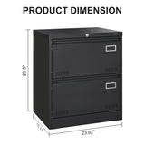 SINOFURN Black 2-Drawer 23.6-in File Cabinet