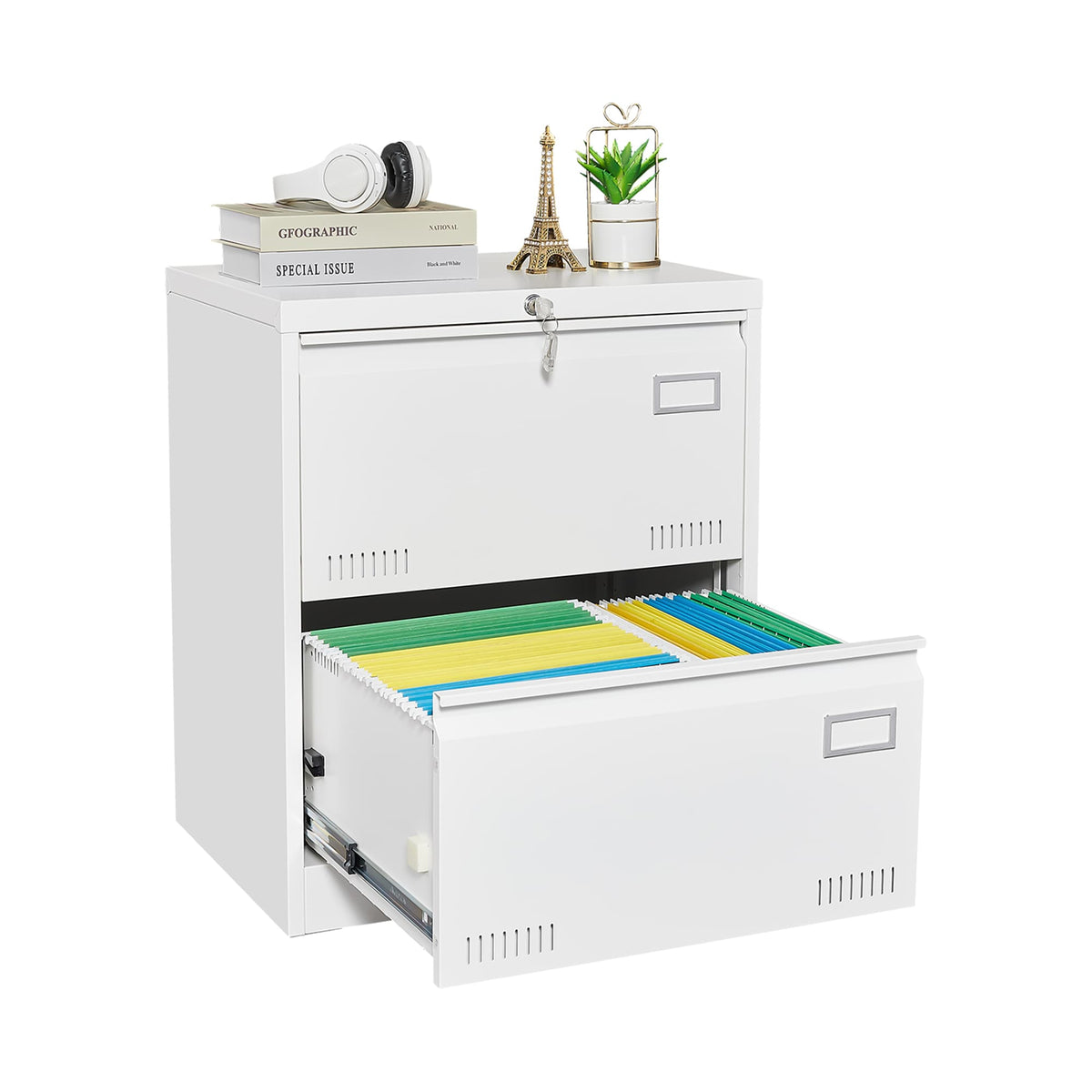 SINOFURN White 2-Drawer 23.6-in File Cabinet