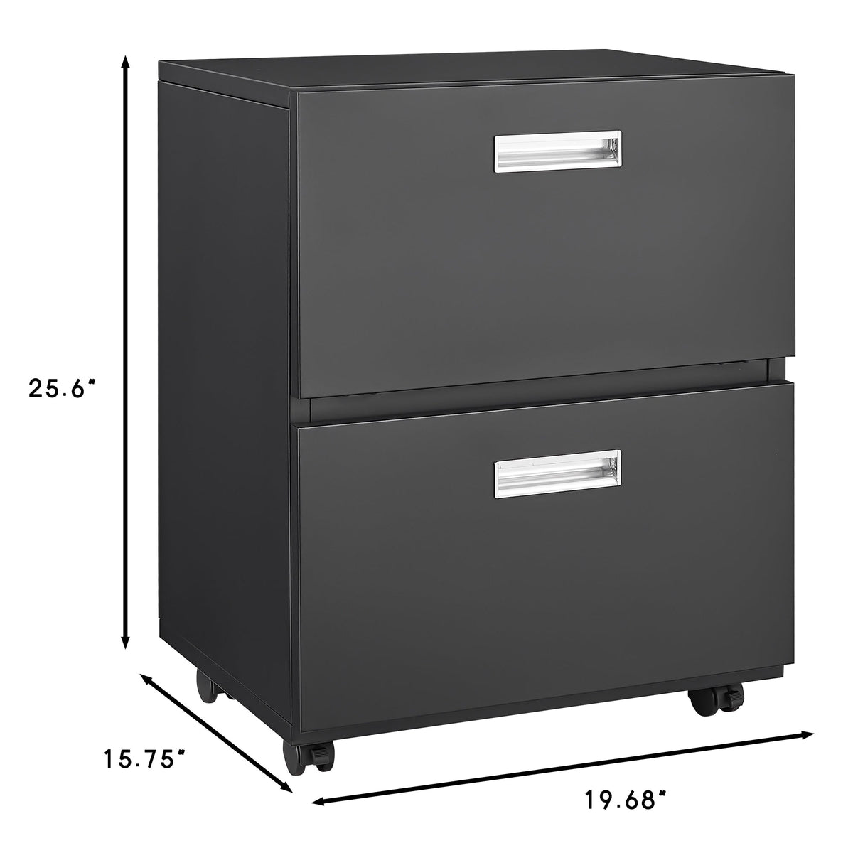 SINOFURN Black 2-Drawer 19.7-in File Cabinet