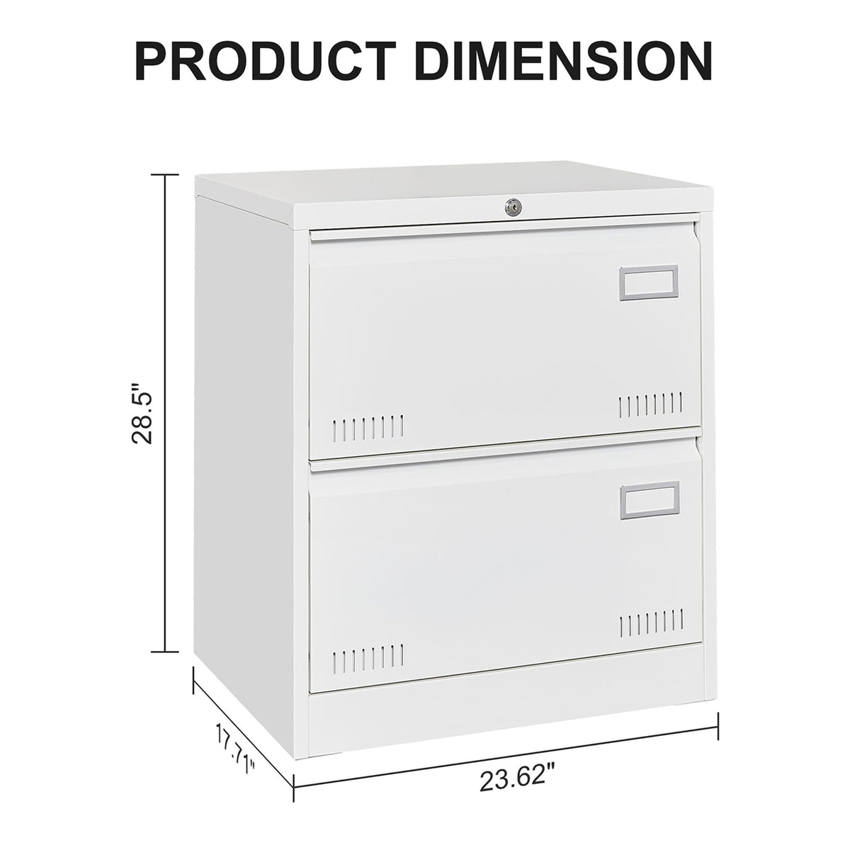 SINOFURN White 2-Drawer 23.6-in File Cabinet