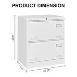 SINOFURN White 2-Drawer 23.6-in File Cabinet