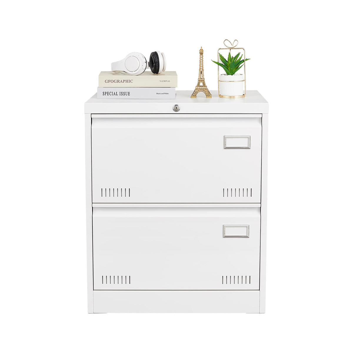 SINOFURN White 2-Drawer 23.6-in File Cabinet