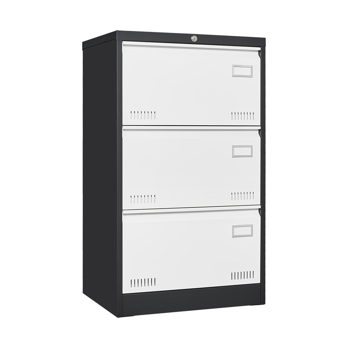 SINOFURN Black+White 3-Drawer 23.6-in File Cabinet