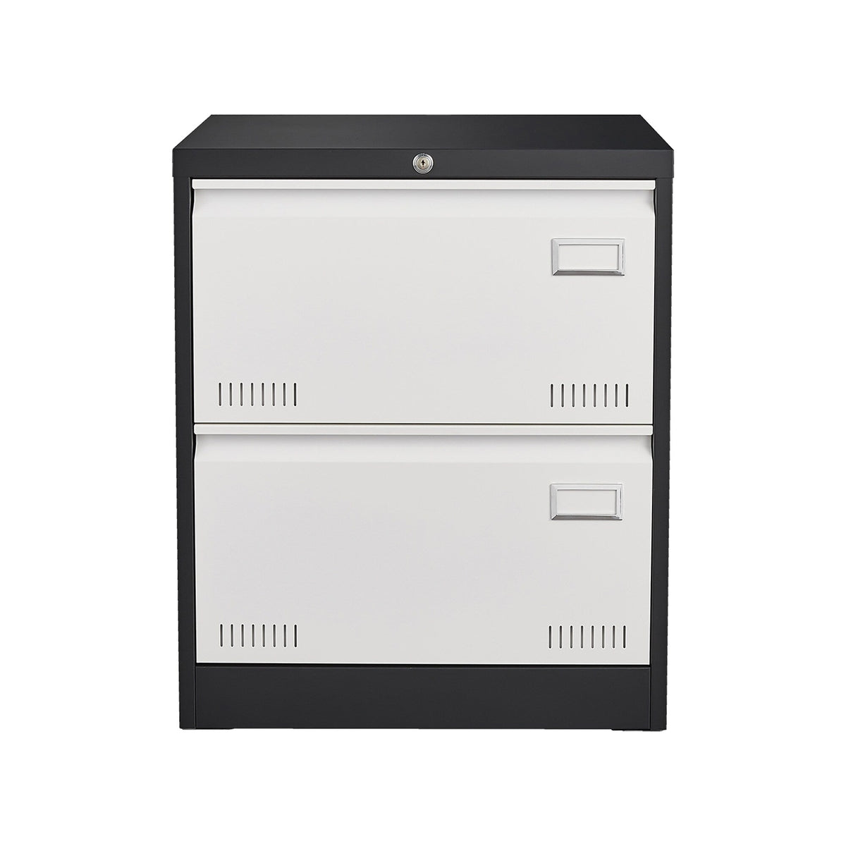 SINOFURN Black+White 2-Drawer 23.6-in File Cabinet