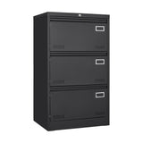 SINOFURN Black 3-Drawer 23.6-in File Cabinet