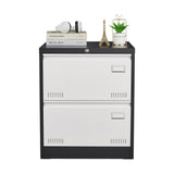 SINOFURN Black+White 2-Drawer 23.6-in File Cabinet